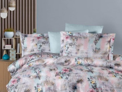 Постельное белье из страйп сатина с цветным принтом KARVEN N251-SB005 50х70 (2шт), 70х70 (2шт) семейное