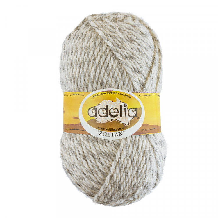 Пряжа ADELIA ZOLTAN №115 серая-белая 100% шерсть, 5 шт х 100 гр, 115 м +/- 5 м