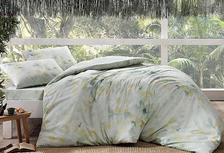 Постельное белье из бамбука и сатина TAC INOVA LON THERAPY GREEN зеленое евро