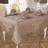 Скатерть жаккардовая с салфетками KARNA VIPCOTON кофейная 160х220