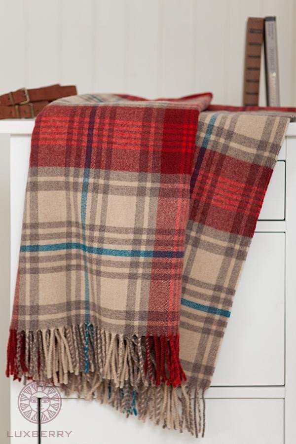 Плед LUXBERRY LUX 32 бежево-красно-индиго 130х170