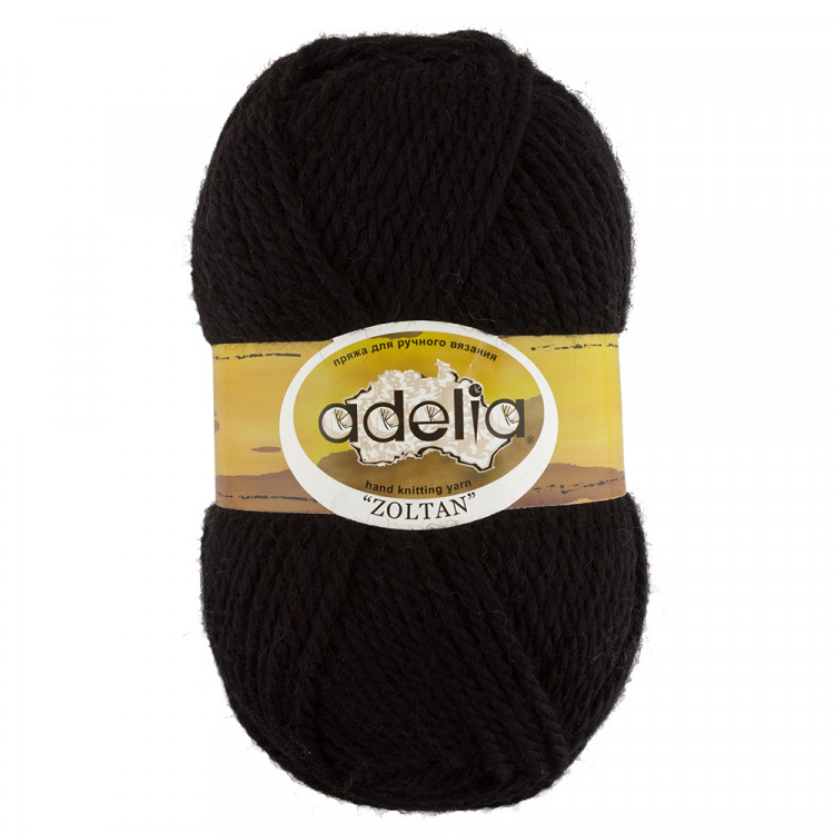 Пряжа ADELIA ZOLTAN №177 черная 100% шерсть, 5 шт х 100 гр, 115 м +/- 5 м