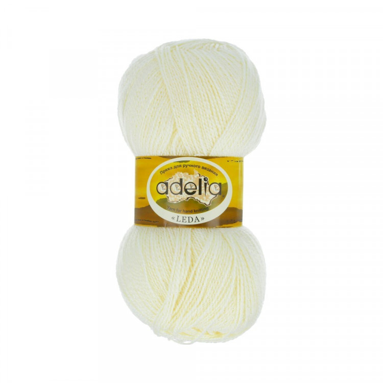 Пряжа ADELIA LEDA №200 молочная 99% акрил, 1% люрекс, 5 шт х 100 гр, 340 м +/- 8 м