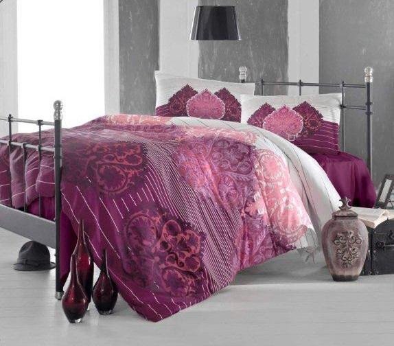Постельное белье ALTINBASAK RANFORCE LEYAN бордовое 50х70 1,5-спальное