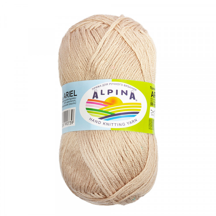 Пряжа ALPINA ARIEL №05 светло-бежевая 98% акрил, 2% пайетки 10 шт х 50 гр, 150 м +/- 10 м