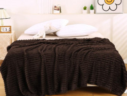 Плед фланелевый CRISTELLE STRIPE PREMIUM темно-коричневый 150х200