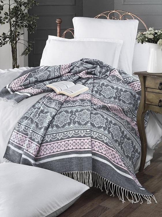 Плед хлопковый с акрилом KARNA DAMASK 200х220