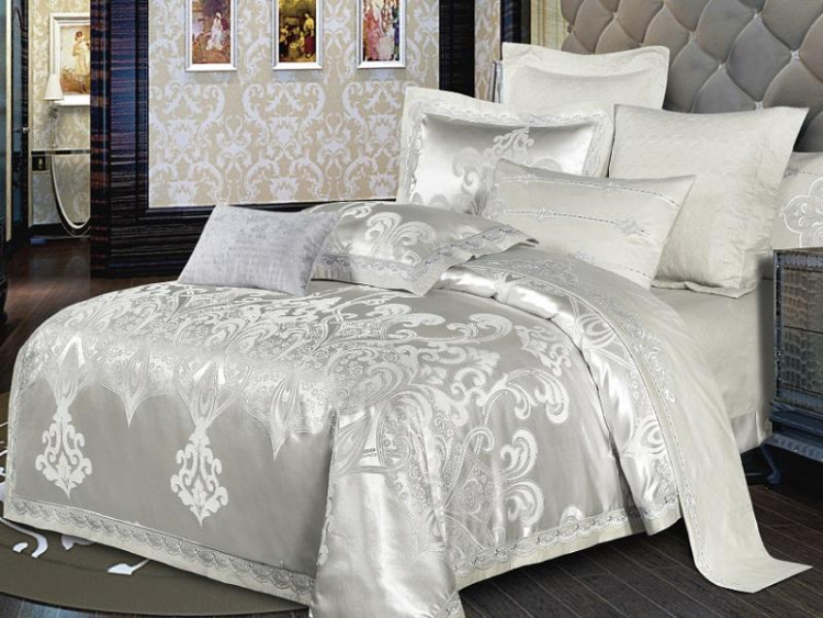 Постельное белье из жаккарда с оборкой KARVEN N005-622 50х70 (2шт), 70х70 (2шт) семейное