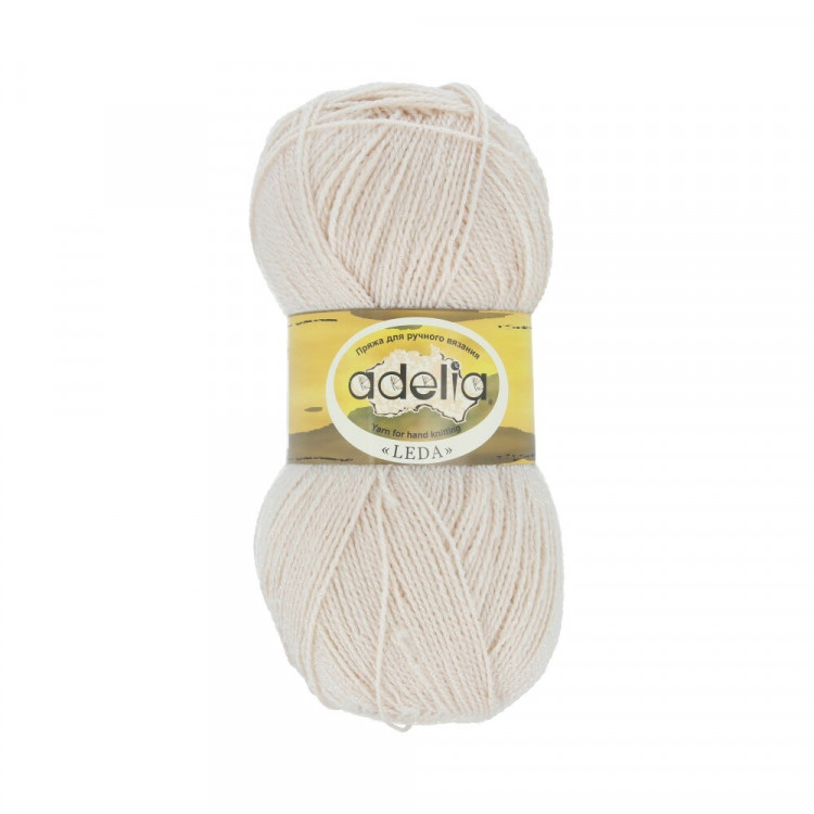 Пряжа ADELIA LEDA №201 светло-бежевая 99% акрил, 1% люрекс, 5 шт х 100 гр, 340 м +/- 8 м