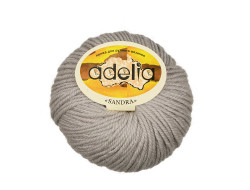 Пряжа ADELIA SANDRA №07 светло-серая 50% шерсть, 50% акрил, 10 шт х 50 гр, 90 м +/- 4 м