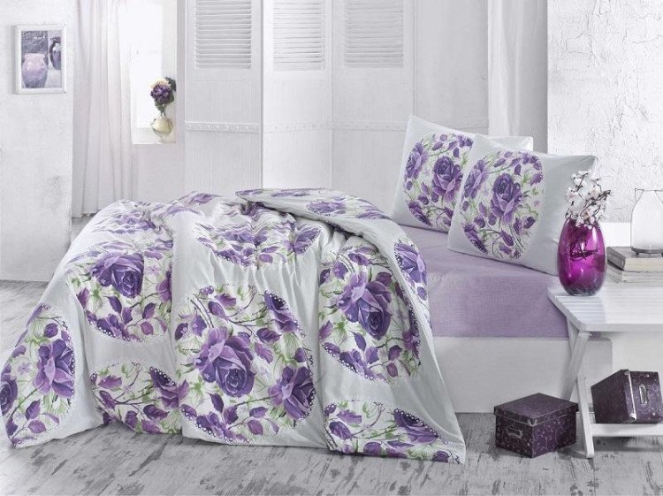 Постельное белье ALTINBASAK RANFORCE ADRINA сиреневое 50х70 1,5-спальное