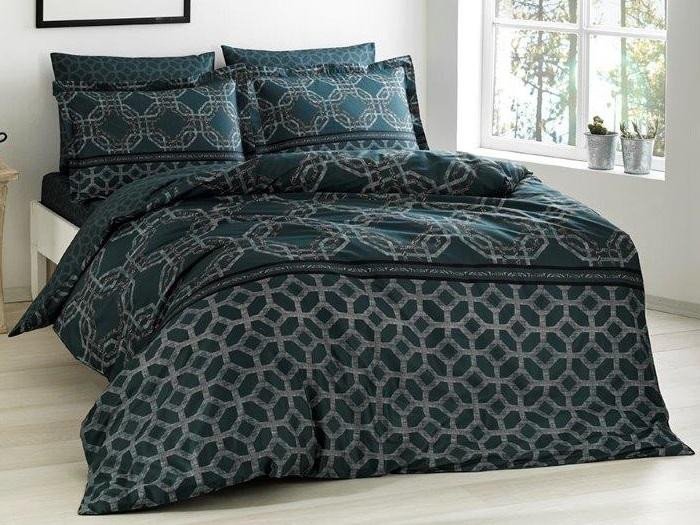 Постельное белье из сатина TAC DELUX PREMIUM DIGITAL LOTUS хаки евро