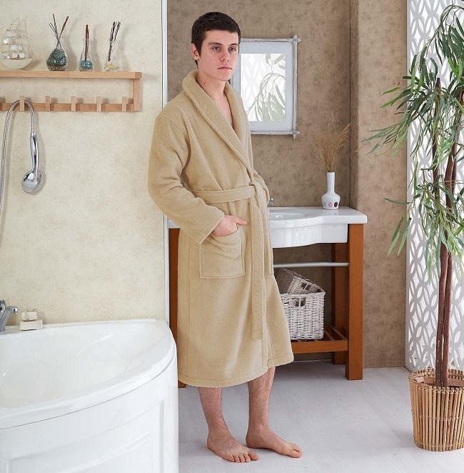 Халат из микрокоттона KARNA MORA бежевый L