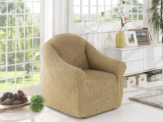 Чехол без юбки на кресло KARNA бежевый