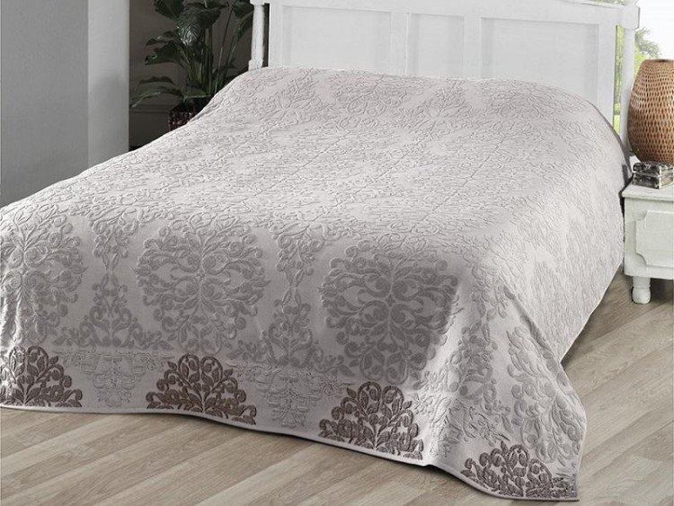 Простыня махровая жаккардовая KARNA OTTOMAN капучино 200х220