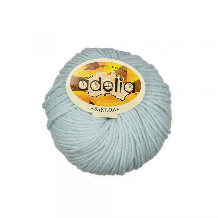 Пряжа ADELIA SANDRA №08 бледно-голубая 50% шерсть, 50% акрил, 10 шт х 50 гр, 90 м +/- 4 м