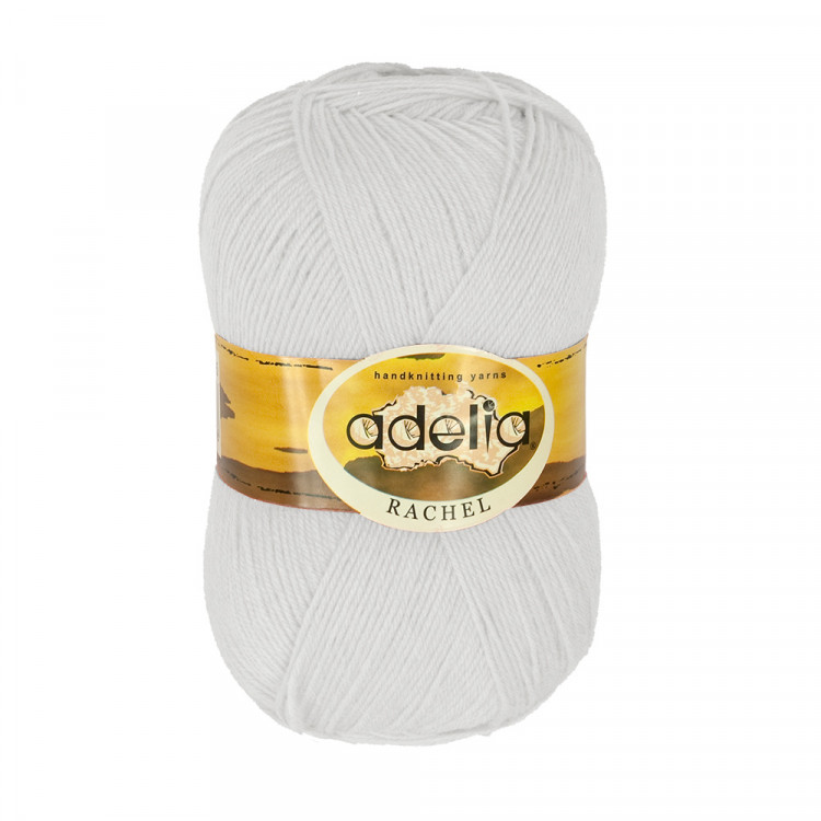 Пряжа ADELIA RACHEL №01 белая 90% шерсть, 10% полиэстер, 5 шт х 100 гр, 400 м +/- 15 м