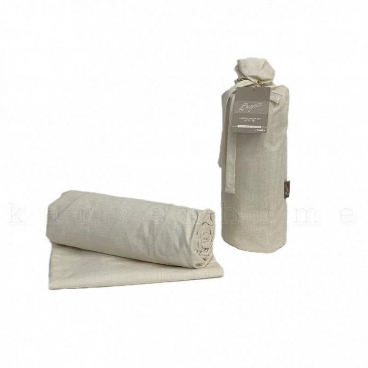 Простыня на резинке из поплина SAREV BAZAAR P940 TEO V1 EKRU 160х200х30 с наволочками 50х70 (2шт)