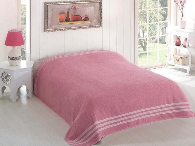 Простыня махровая KARNA PETEK брусничная 200х220