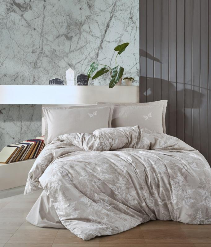 Постельное белье из ранфорса KARVEN N023/1 NATUR GREY V-2 50х70 (2шт) евро