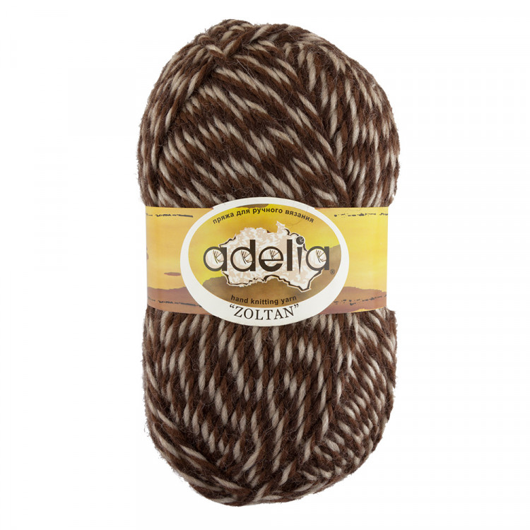 Пряжа ADELIA ZOLTAN №139 бежевая-коричневая 100% шерсть, 5 шт х 100 гр, 115 м +/- 5 м