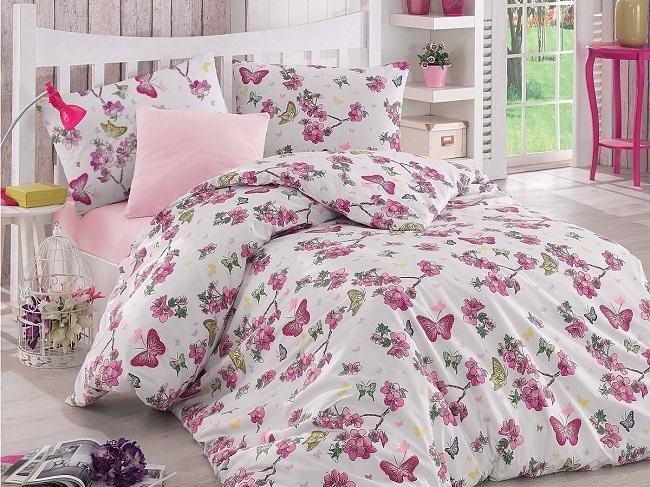Постельное белье ALTINBASAK RANFORCE BUTTERFLE фуксия 50х70 1,5-спальное