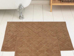 Набор ковриков для ванной хлопковый KARVEN KV422 PARKE кофейный 50х60 (1шт), 60х100 (1шт)