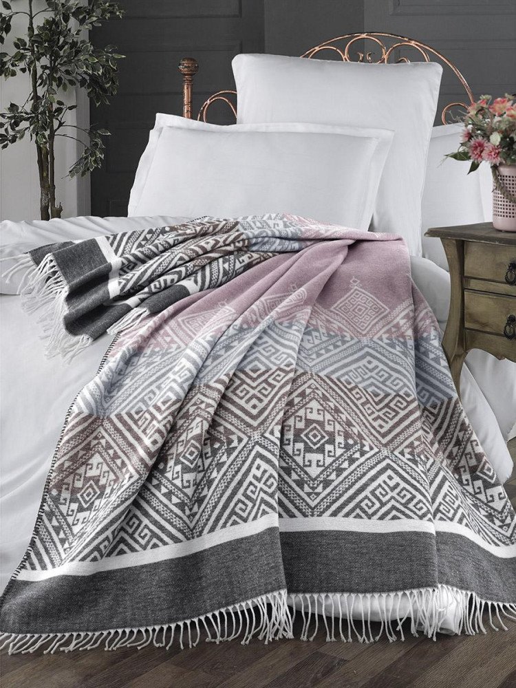 Плед хлопковый с акрилом KARNA OTANTIK 150х200