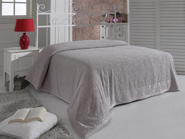 Простыня махровая жаккардовая KARNA ESRA стоне 200х220