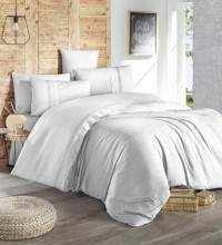 Постельное белье из DELUXE ранфорса KARVEN N030 GALA BEYAZ 50х70 (2шт), 70х70 (2шт) семейное