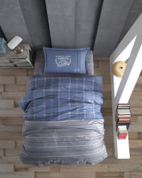 Постельное белье подростковое из ранфорса KARVEN YOUNG STYLE N022/1 CAMPUS BLUE V-2 50х70 (1шт), 70х70 (1шт)