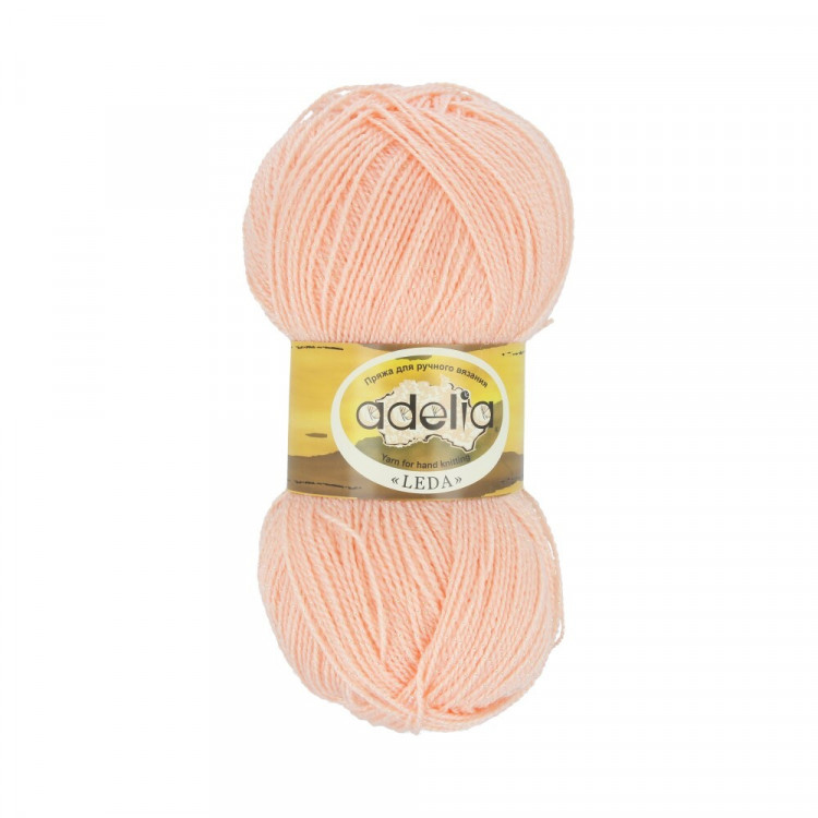 Пряжа ADELIA LEDA №204 персиковая 99% акрил, 1% люрекс, 5 шт х 100 гр, 340 м +/- 8 м