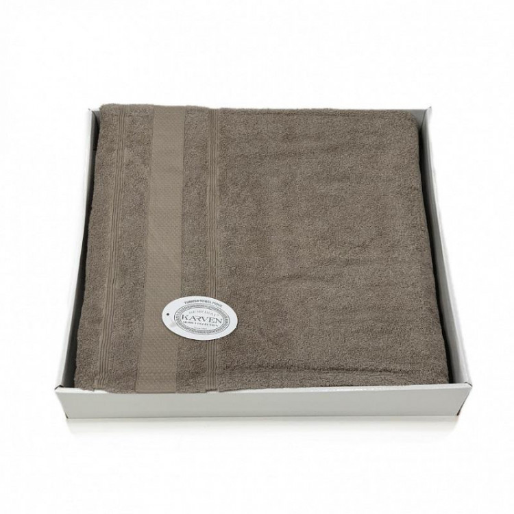 Плед из хлопка махровый KARVEN P956 ADA V4 темно-бежевый 160х220