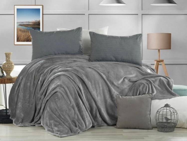 Плед из полиэстера KARVEN SUPER SOFT P941 VIGAN серый 160х220