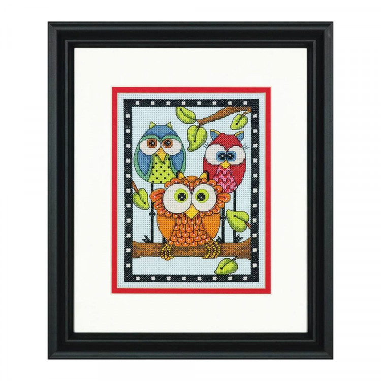 Набор для вышивания DIMENSIONS 70-65159 Трио сов  12,7x17,7 см