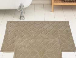 Набор ковриков для ванной хлопковый KARVEN KV422 PARKE бежевый 50х60 (1шт), 60х100 (1шт)