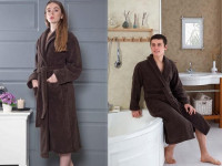 Халат из микрокоттона KARNA MORA коричневый XXL