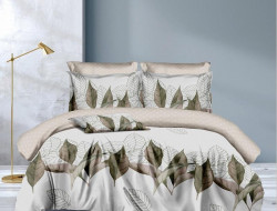 Постельное белье из микросатина TANGO зеленые листочки 70х70 (2шт) 2-спальное