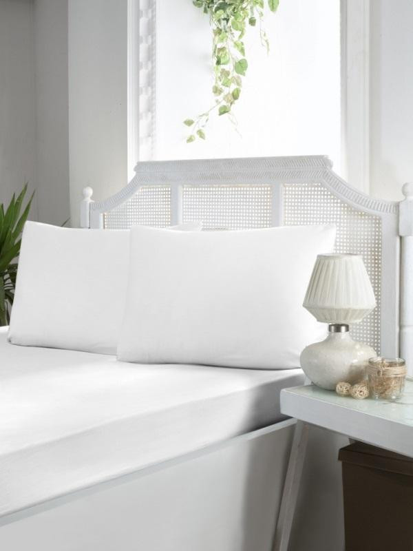 Простыня на резинке из ранфорса KARVEN P902 v1 белая 100х200х33 с наволочкой 50х70