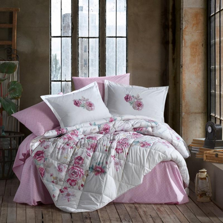 Покрывало из хлопка стеганое KARVEN Y923 DESIMA V1 PEMPE 180х240 с наволочкой 50х70