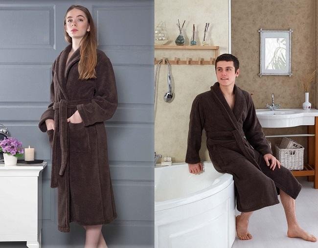 Халат из микрокоттона KARNA MORA коричневый XXXL