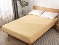 Простыня на резинке из сатина SAILID Q6-90 бежевый 90х200х25