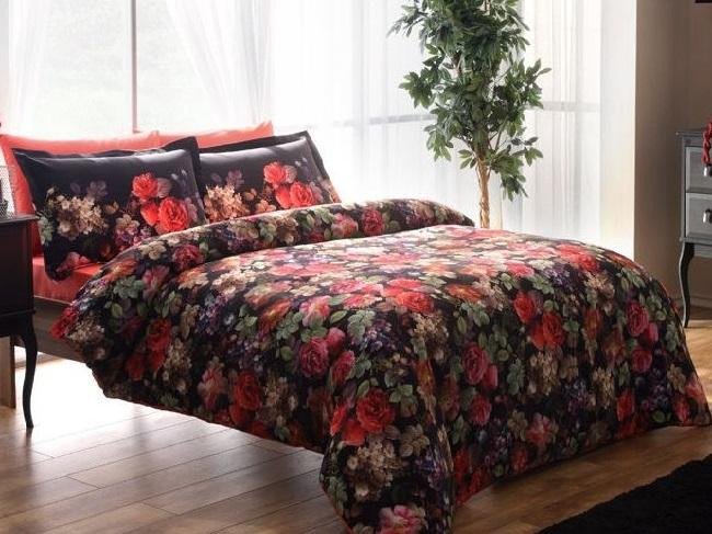 Постельное белье из сатина TAC DELUX PREMIUM DIGITAL DESPINA черное семейное