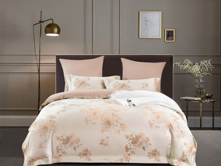 Постельное белье из хлопкового жаккарда ASABELLA Пионовый сад 50х70 (2шт) и 70х70 (2шт) евро