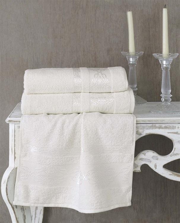 Полотенце махровое KARNA REBEKA кремовое 50х90