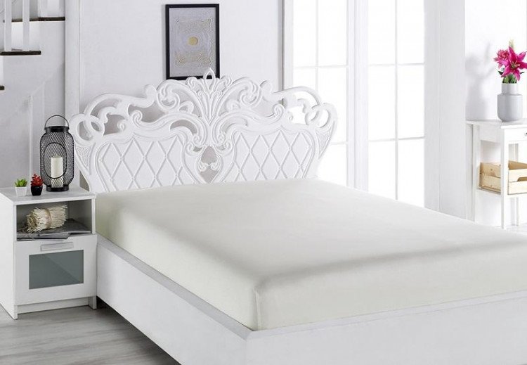 Простыня на резинке из сатина KARNA LOFT экрю 160х200х30