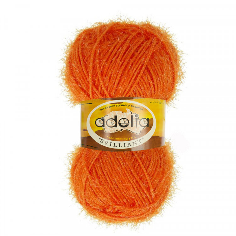 Пряжа ADELIA BRILLIANT №04 оранжевая 100% полиэстер, 10 шт х 50 гр, 90 м +/- 5 м