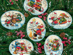 Набор для вышивания DIMENSIONS 08828 Игривые снеговики 11x9 см