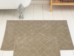 Набор ковриков для ванной хлопковый KARVEN KV422 PARKE светло-бежевый 50х60 (1шт), 60х100 (1шт)