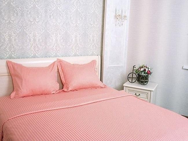 Постельное белье из страйп-сатина ET-201 персиковое евро